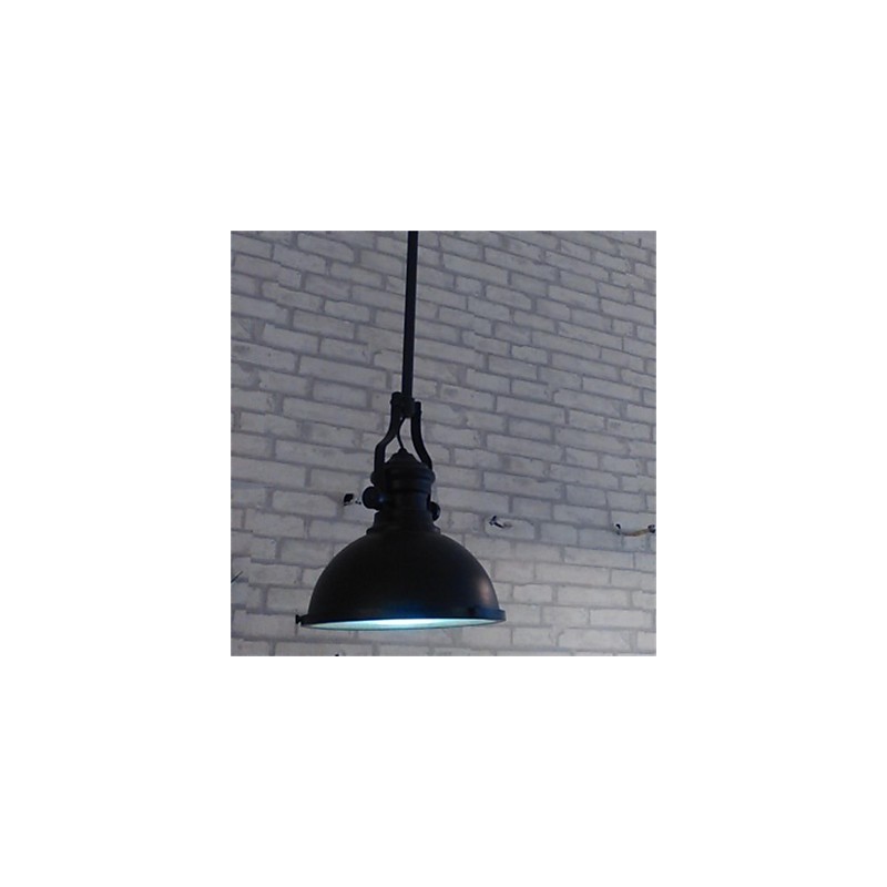 Lampadario a sospensione in ferro battuto nero industriale a singolo punto luce