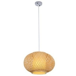 Lampadario a sospensione mini moderno classico cromato in legno/bambù