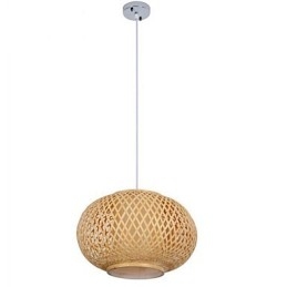 Lampadario a sospensione mini moderno classico cromato in legno/bambù