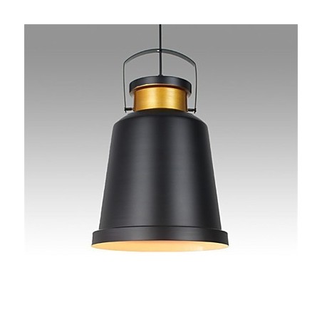 Lampada a sospensione retrò in metallo nero con dettagli dorati, E26/E27, 40 cm