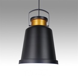 Lampada a sospensione retrò in metallo nero con dettagli dorati, E26/E27, 40 cm