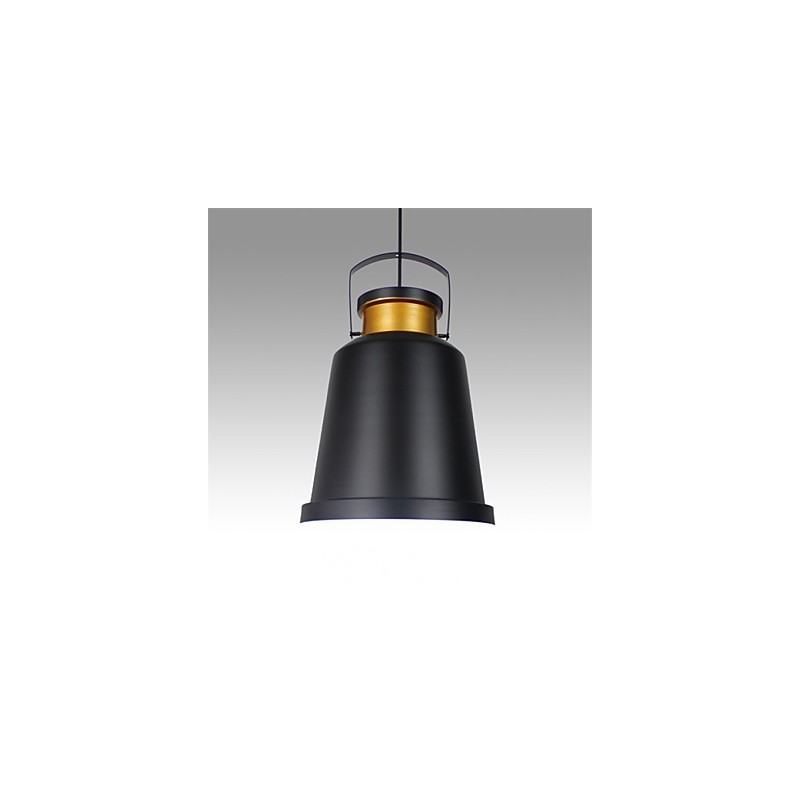 Lampada a sospensione retrò in metallo nero con dettagli dorati, E26/E27, 40 cm