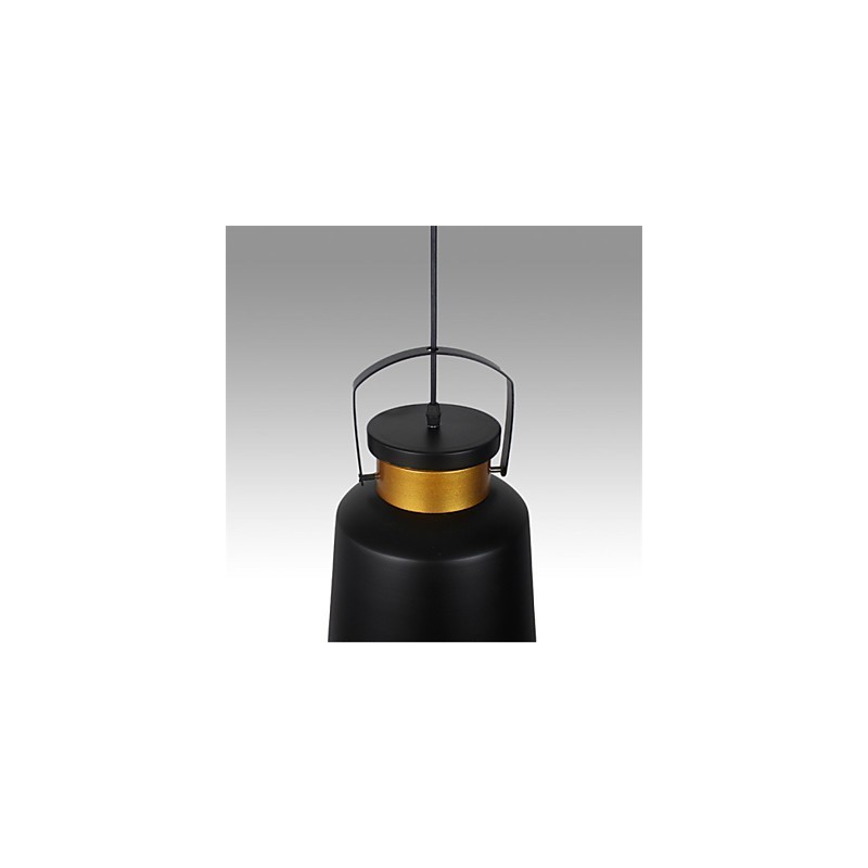 Lampada a sospensione retrò in metallo nero con dettagli dorati, E26/E27, 40 cm