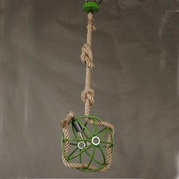 Lampadario a sospensione retrò stile caffè con corda, verde, 100 cm