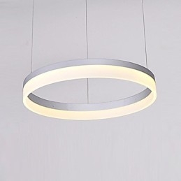 Lampada a sospensione moderna contemporanea in metallo con LED integrato, paralume bianco
