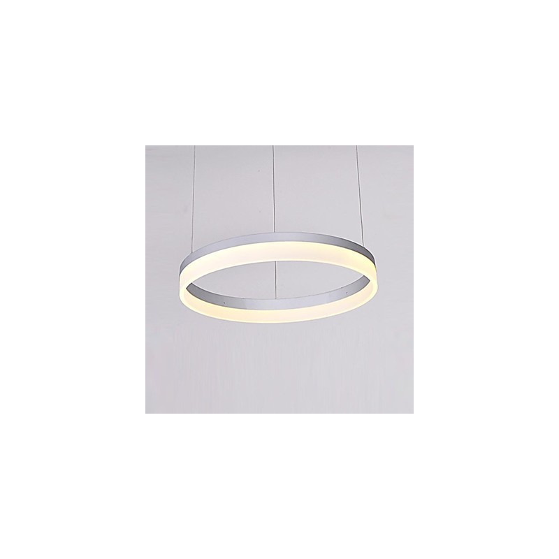 Lampada a sospensione moderna contemporanea in metallo con LED integrato, paralume bianco