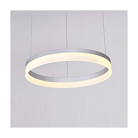 Lampada a sospensione moderna contemporanea in metallo con LED integrato, paralume bianco