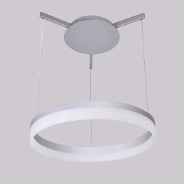 Lampada a sospensione moderna contemporanea in metallo con LED integrato, paralume bianco