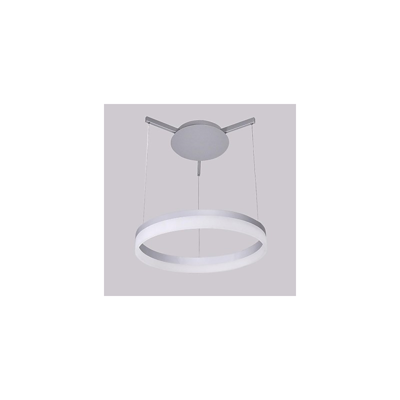 Lampada a sospensione moderna contemporanea in metallo con LED integrato, paralume bianco