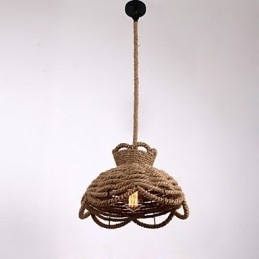 Lampada a sospensione mini stile country moderno contemporaneo beige con corda regolabile