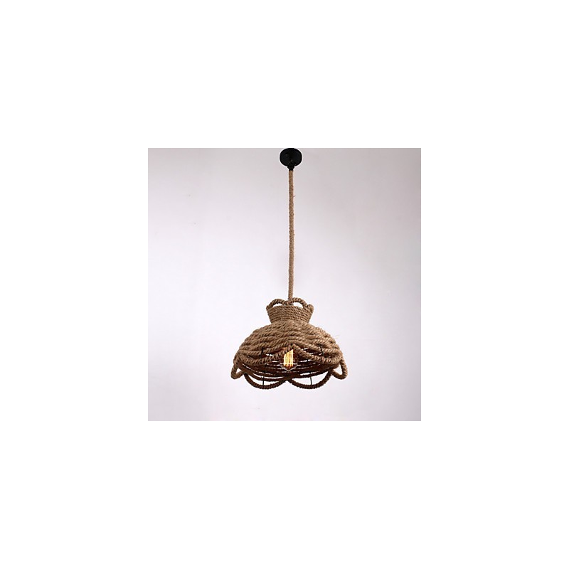 Lampada a sospensione mini stile country moderno contemporaneo beige con corda regolabile