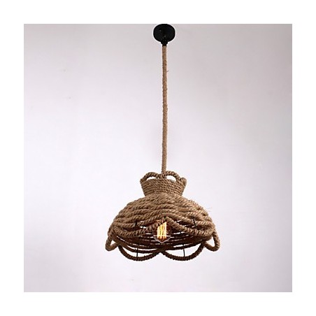 Lampada a sospensione mini stile country moderno contemporaneo beige con corda regolabile