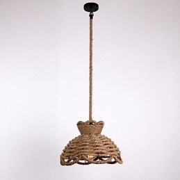 Lampada a sospensione mini stile country moderno contemporaneo beige con corda regolabile