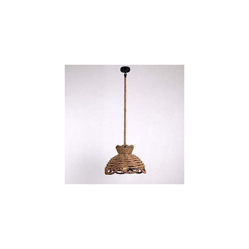 Lampada a sospensione mini stile country moderno contemporaneo beige con corda regolabile