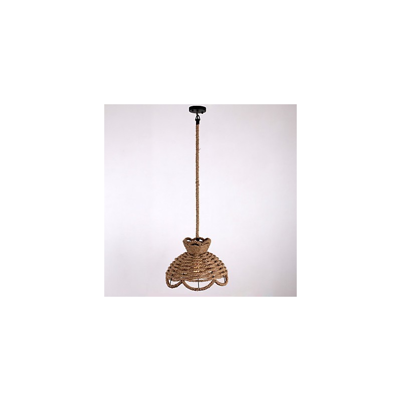 Lampada a sospensione mini stile country moderno contemporaneo beige con corda regolabile
