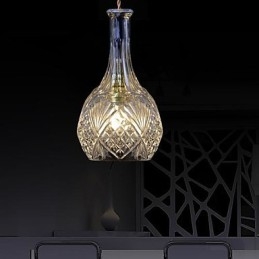 Lampada a sospensione in metallo e cristallo moderna contemporanea