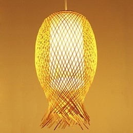 Lampada a sospensione a goccia in bambù intrecciato