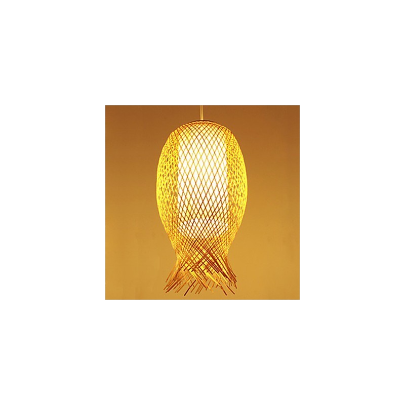 Lampada a sospensione a goccia in bambù intrecciato