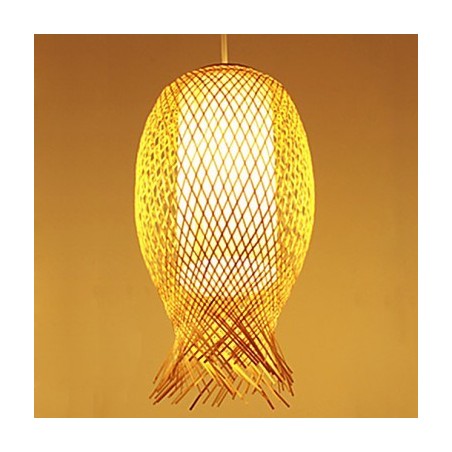 Lampada a sospensione a goccia in bambù intrecciato