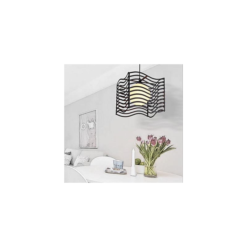Lampada a sospensione moderna in metallo e vetro bianco e nero, 3 lampadine E26/E27