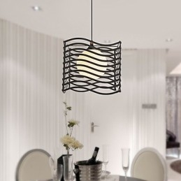 Lampada a sospensione moderna in metallo e vetro bianco e nero, 3 lampadine E26/E27