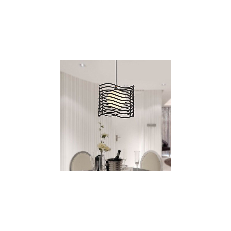 Lampada a sospensione moderna in metallo e vetro bianco e nero, 3 lampadine E26/E27