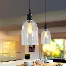Lampada a sospensione grande in vetro stile americano retrò con luce a goccia