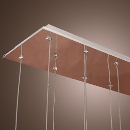 Lampada a sospensione moderna in metallo cromato e cristallo