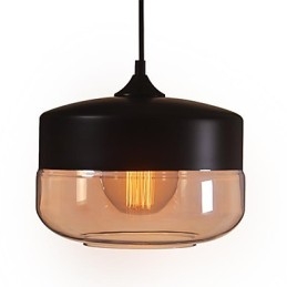 WestMenLights Lampada a sospensione vintage moderna in vetro trasparente nero, Ø 250 mm