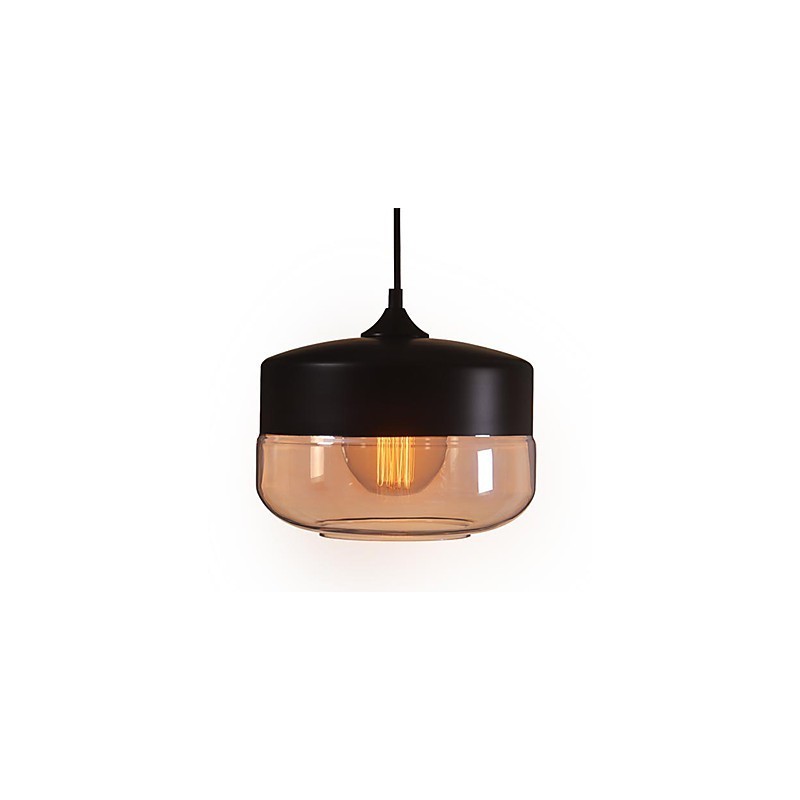 WestMenLights Lampada a sospensione vintage moderna in vetro trasparente nero, Ø 250 mm
