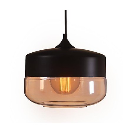 WestMenLights Lampada a sospensione vintage moderna in vetro trasparente nero, Ø 250 mm