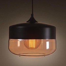 WestMenLights Lampada a sospensione vintage moderna in vetro trasparente nero, Ø 250 mm