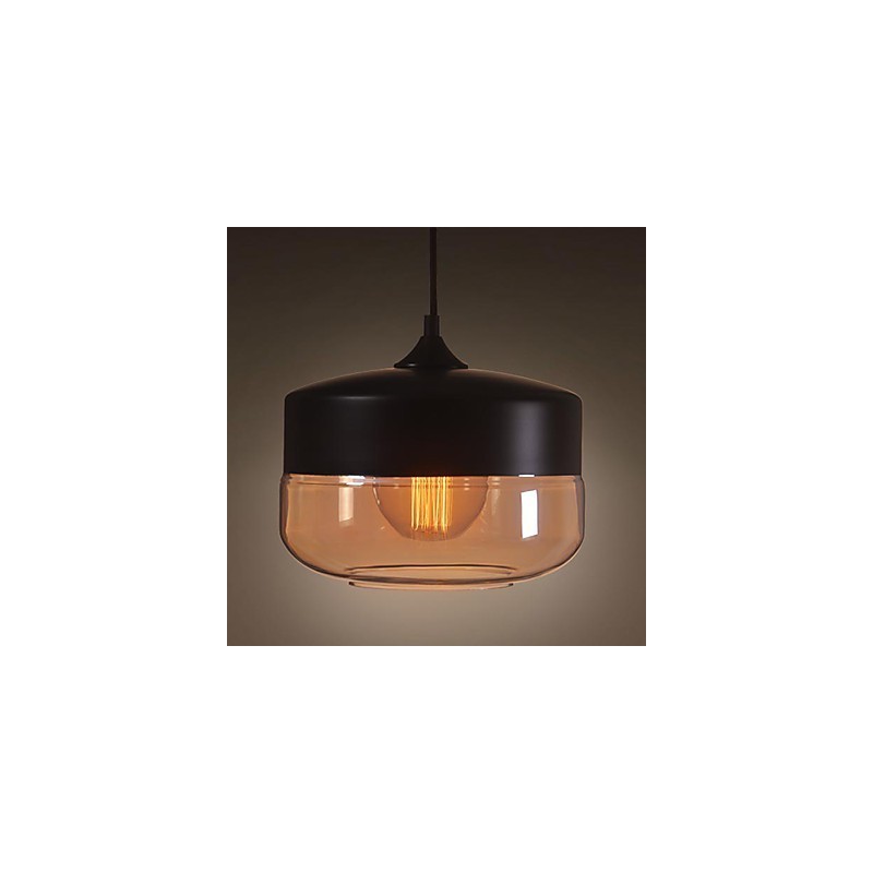 WestMenLights Lampada a sospensione vintage moderna in vetro trasparente nero, Ø 250 mm