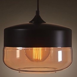 WestMenLights Lampada a sospensione vintage moderna in vetro trasparente nero, Ø 250 mm