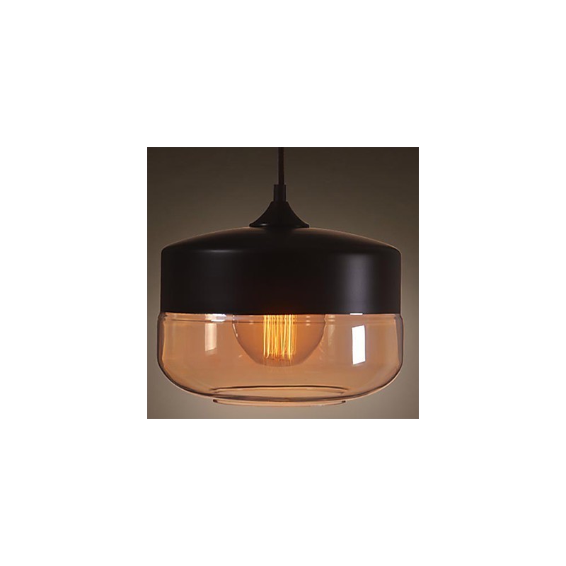 WestMenLights Lampada a sospensione vintage moderna in vetro trasparente nero, Ø 250 mm