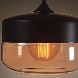 WestMenLights Lampada a sospensione vintage moderna in vetro trasparente nero, Ø 250 mm
