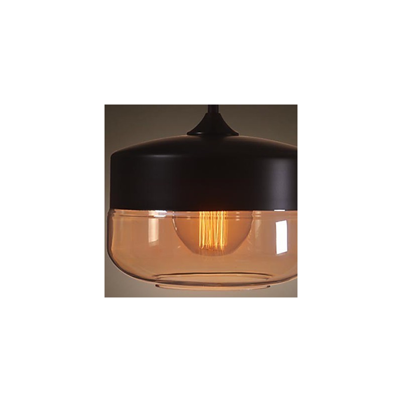 WestMenLights Lampada a sospensione vintage moderna in vetro trasparente nero, Ø 250 mm