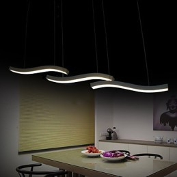 Lampada a sospensione LED in acrilico bianco con design ondulato