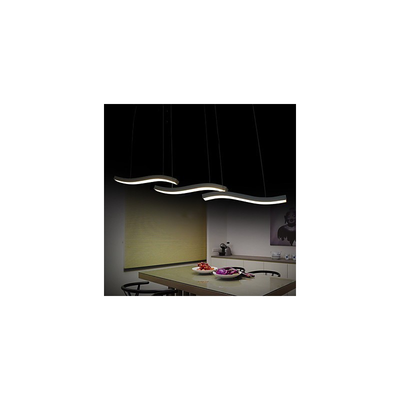 Lampada a sospensione LED in acrilico bianco con design ondulato