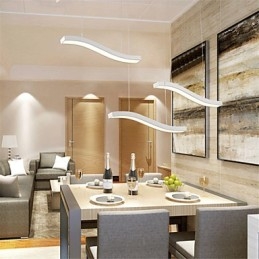 Lampada a sospensione LED in acrilico bianco con design ondulato