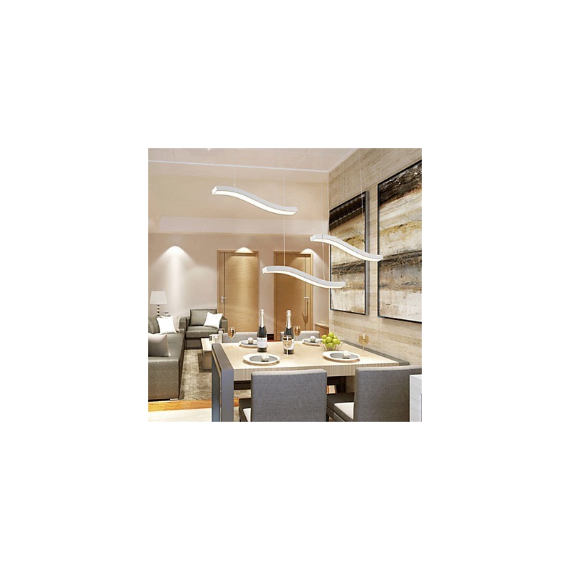 Lampada a sospensione LED in acrilico bianco con design ondulato