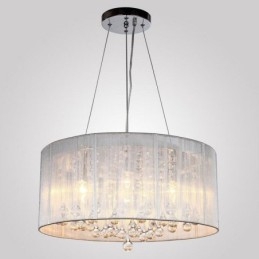 Lampadario classico tradizionale in metallo cromato e cristallo