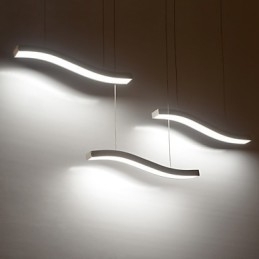Lampada a sospensione LED in acrilico bianco con design ondulato