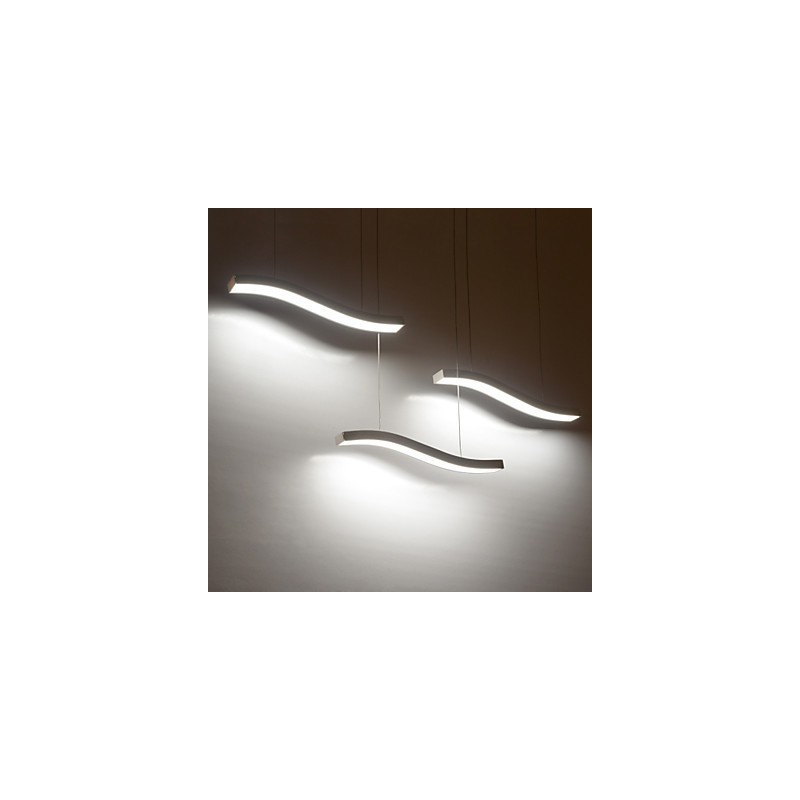 Lampada a sospensione LED in acrilico bianco con design ondulato