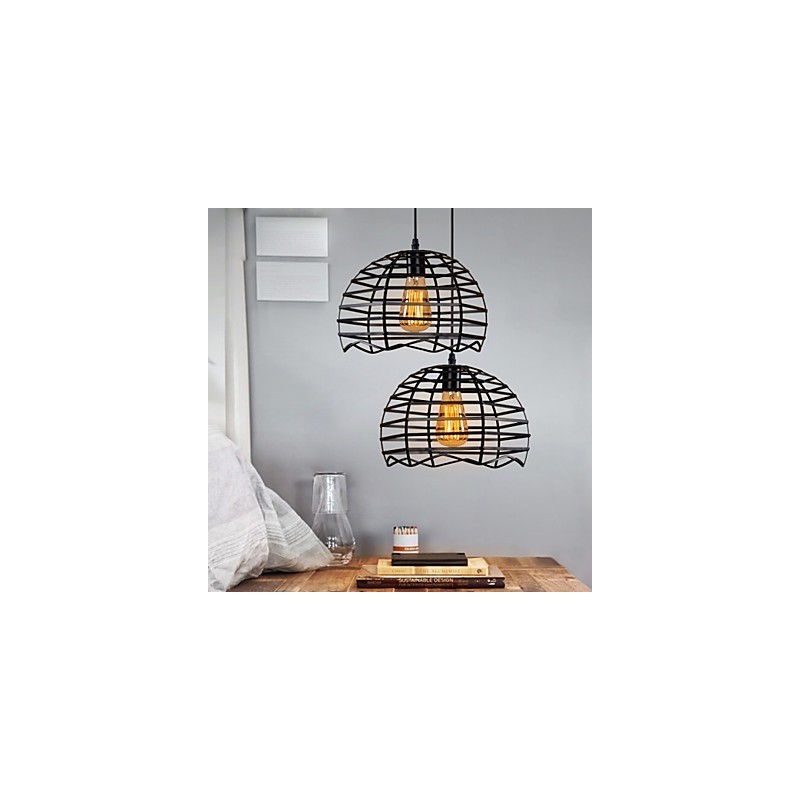Lampada a sospensione retrò in metallo stile classico, 1 lampadina E26/E27, regolabile