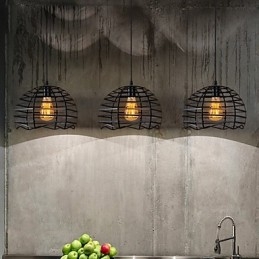 Lampada a sospensione retrò in metallo stile classico, 1 lampadina E26/E27, regolabile