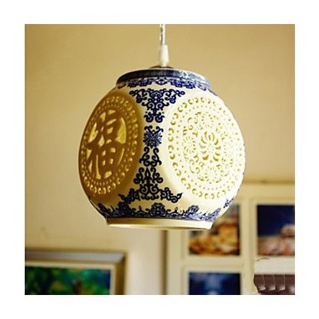 Lampada a sospensione in ceramica retrò blu gialla a testa singola