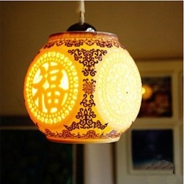 Lampada a sospensione in ceramica retrò blu gialla a testa singola
