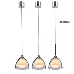 Lampada a sospensione LED a 1 luce, a 2 livelli, in vetro trasparente, cromo lucido
