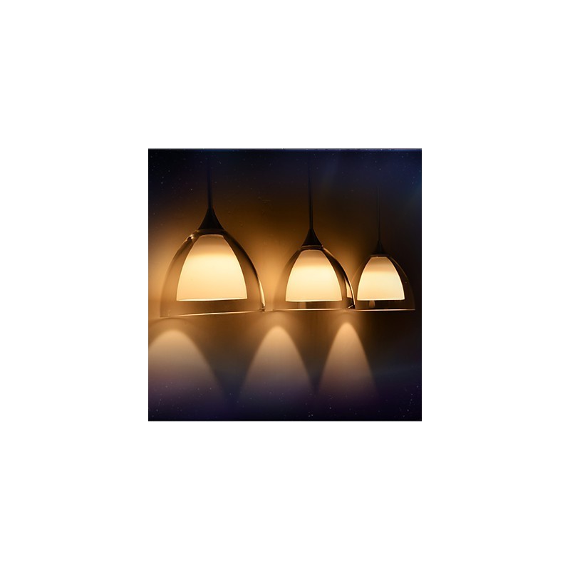 Lampada a sospensione LED a 1 luce, a 2 livelli, in vetro trasparente, cromo lucido
